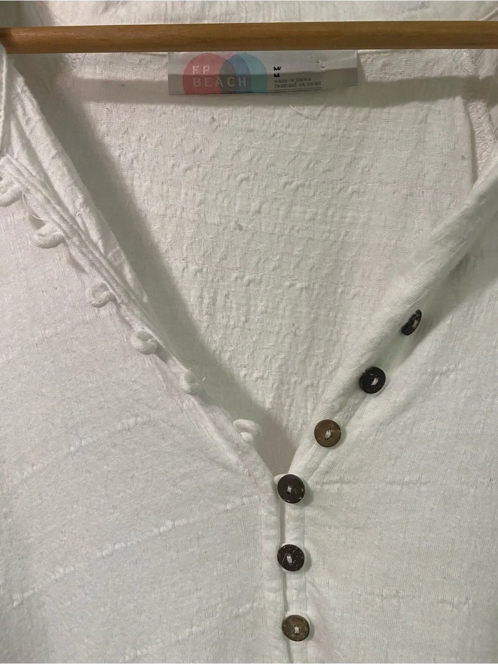 Free People Beach Women's White Button-Front Lightweight Tunic - Picture 5 of 8